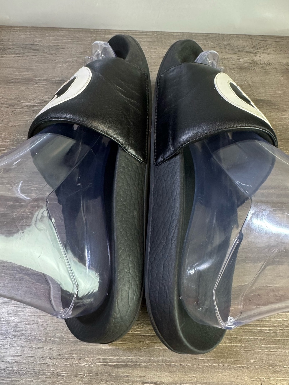 Gucci Interlocking logo GG Nero/Blanco Leather Slide Sandals size 7-7.5 $390 - Picture 6 of 11